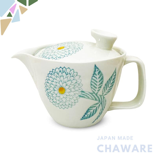 J-kitchens Teapot Small Hasami Ware Made in Japan 240ml For 1 to 2 People with Strainer Dahlia Light Blue / 174879
