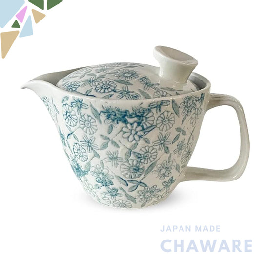 J-kitchens Teapot with Strainer 240ml for 1 to 2 people - Hasami Yaki, Made in Japan, Water-repellent Sarasa Pattern Pot