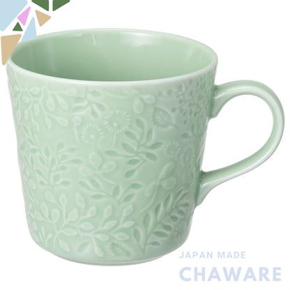 NARUMI Anna Emilia Mug 350cc Midsummer Meadow Green Floral Cute Relief Larger Size Microwave Oven Dishwasher Safe Made i