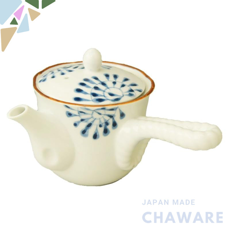 Hama-Tou Hasami Ware Tetsuzan Pottery Teapot Small (With Stainless Steel Tea Strainer) Arita-style Octopus Arabesque 324