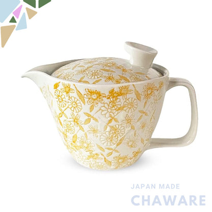 J-kitchens Teapot with Strainer 240ml for 1-2 People, Hasami Pottery, Made in Japan, Water-Repellent Sarasa Pattern, Pot