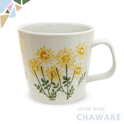 J-kitchens Kunzan Kiln Mug Cup 270cc Hasami Porcelain Made in Japan Wildflowers Yellow