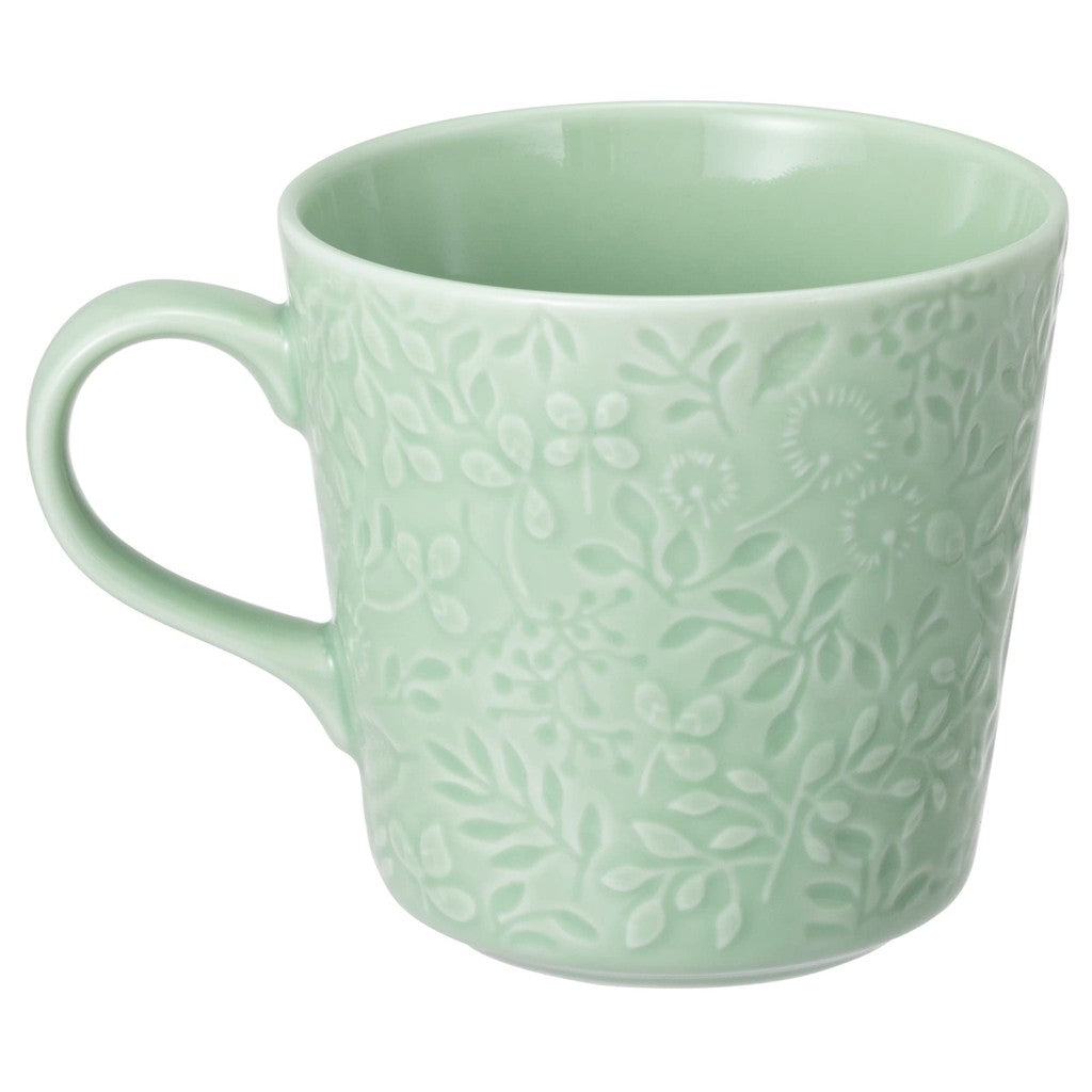 NARUMI Anna Emilia Mug 350cc Midsummer Meadow Green Floral Cute Relief Larger Size Microwave Oven Dishwasher Safe Made in Japan with Gift Box 41613-6397