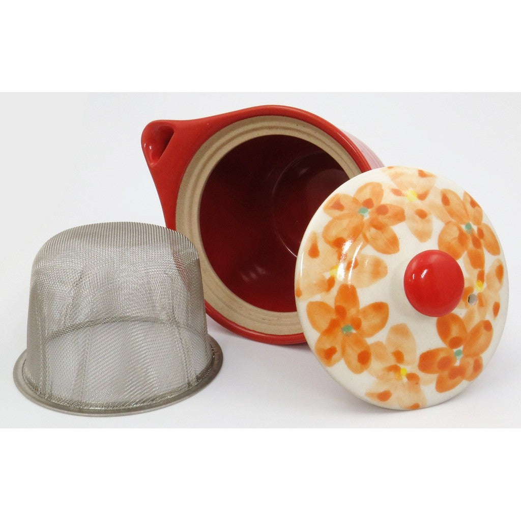 Hasami Porcelain Zui Kou Kiln Yusai Hana Teapot with Infuser - Orange