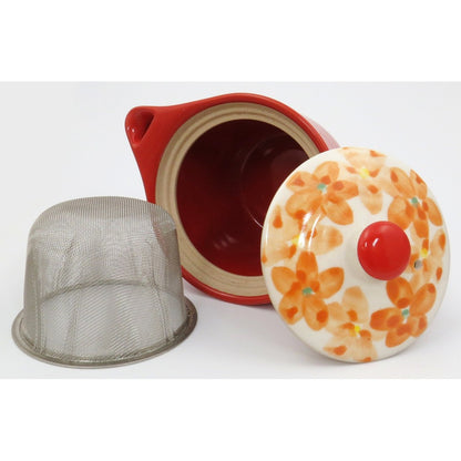 Hasami Porcelain Zui Kou Kiln Yusai Hana Teapot with Infuser - Orange