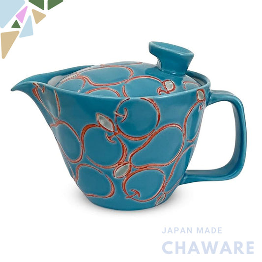 J-kitchens Kunzan Kiln Teapot with Tea Strainer 240ml for 1 to 2 people Hasami Porcelain Made in Japan Pier Blue