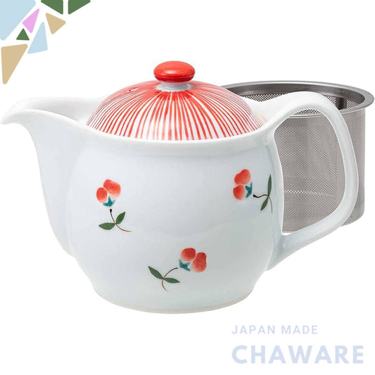 Saikaitoki Hasami Ware Matusko Teapot, Approximately 375ml (with Super Stainless Steel Tea Strainer), Kazahana Red, Made