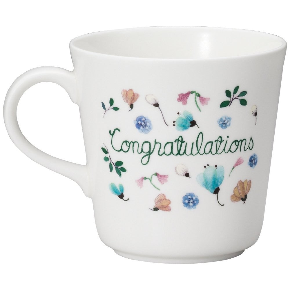 NARUMI Mug Anna Emilia Congratulations 340cc Floral Design Cute Gift Microwave Safe Dishwasher Safe 51947-2923P