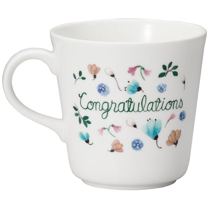 NARUMI Mug Anna Emilia Congratulations 340cc Floral Design Cute Gift Microwave Safe Dishwasher Safe 51947-2923P