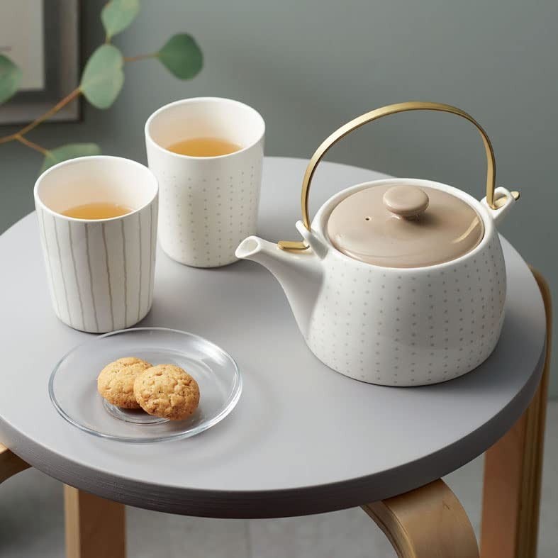[Dolce duo] Teapot Set with Cups Teapot, yunomi (Japanese teacup), cups, and strainer included Tea Set Gift Set Ceramic Birthday Gift PD-1501