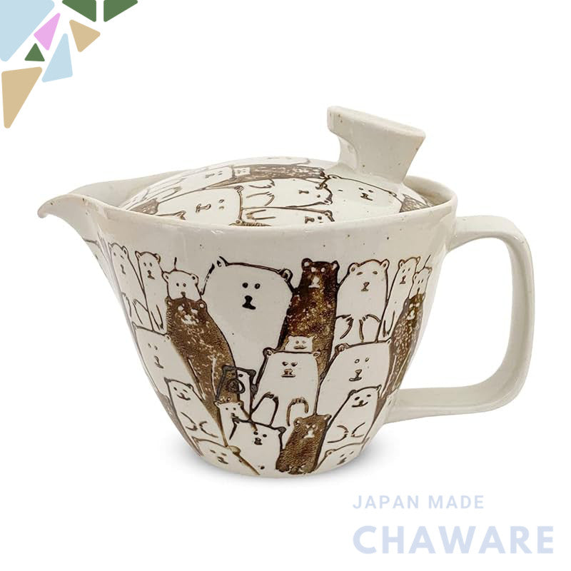 J-kitchens Pot with Tea Strainer 240ml for 1-2 People Hasami Ware Made in Japan Brown Bear S/173575