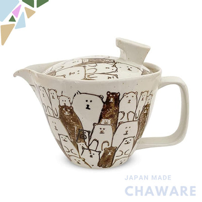 J-kitchens Pot with Tea Strainer 240ml for 1-2 People Hasami Ware Made in Japan Brown Bear S/173575