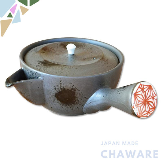 Stylish Stainless Steel Teapot with Strainer, Made in Japan, Arita Ware, Hasami Ware, Black Burnt Red Pattern, U Teapot 