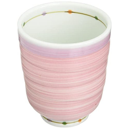 【made in japan】
Hasami pottery lightweight teacup (small) with colored dot pattern in pink, microwave and dishwasher safe, made in Japan, 14780.