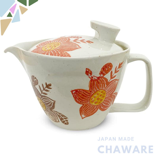 J-kitchens Kyusu Teapot Hasami Ware Made in Japan with Strainer 240ml Large for One to Two Persons Freesia Teapot Microw