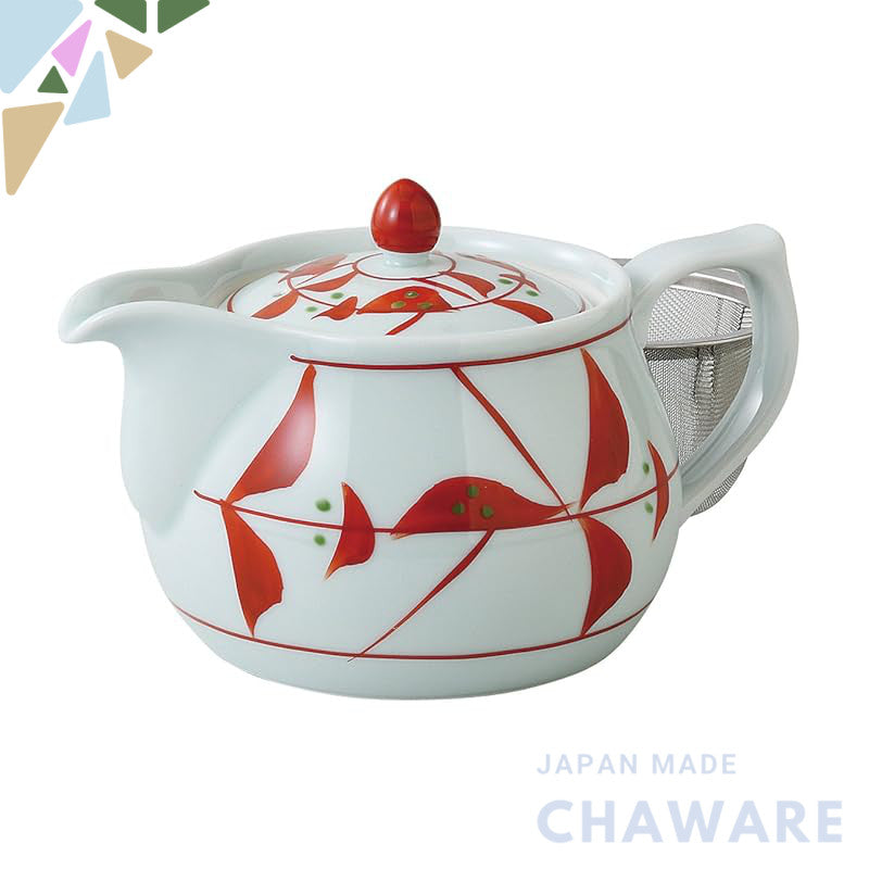 Hasami Ware U-Pot Ancient Red Wavy Flower Pattern 89585