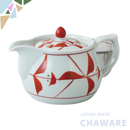 Hasami Ware U-Pot Ancient Red Wavy Flower Pattern 89585