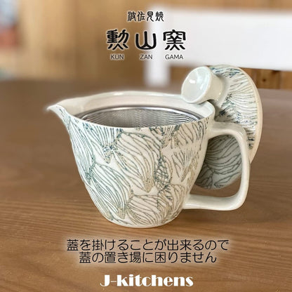 J-kitchens Teapot with Strainer 240ml for 1-2 people Hasami Ware Made in Japan Tsubomi Pot S Light Blue