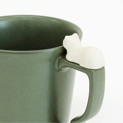 Be Glad Store Hasami Ware Cat Mug with Chin Rest (Green & Black)