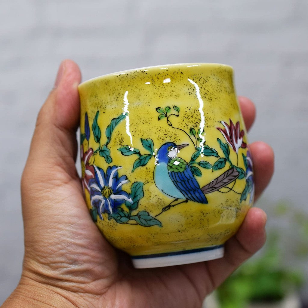 Waza no Kura Stylish Kutani Ware Tea Cup Yoshidaya Kachou Tea Cup/Dish Pottery Brand Japanese Tableware Birthday Gift