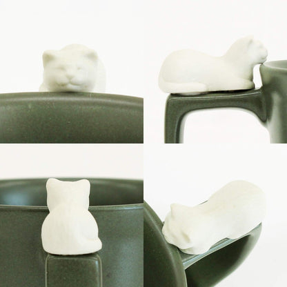 Be Glad Store Hasami Ware Cat Mug with Chin Rest (Green & Black)