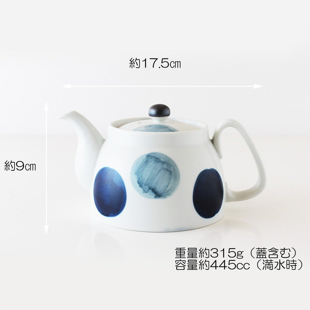 Hasami ware CtoC JAPAN Stainless Steel Teapot with Tea Strainer Hand-painted Round Pattern W17.5×D11.2×H9 (cm) 445 (cc)