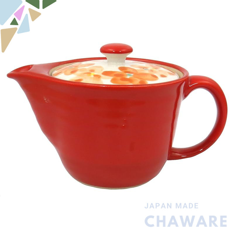 Hasami Porcelain Zui Kou Kiln Yusai Hana Teapot with Infuser - Orange
