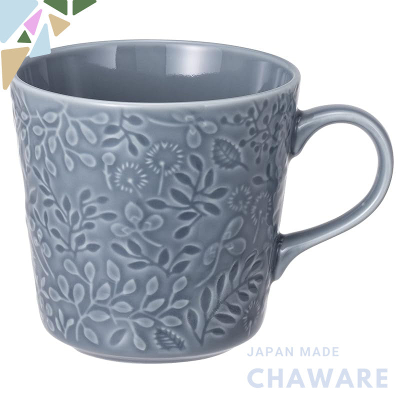 NARUMI Mug Anna Emilia 350cc Midsummer Meadow Blue Floral Pattern Cute Relief Larger Size Microwave Oven Dishwasher Safe