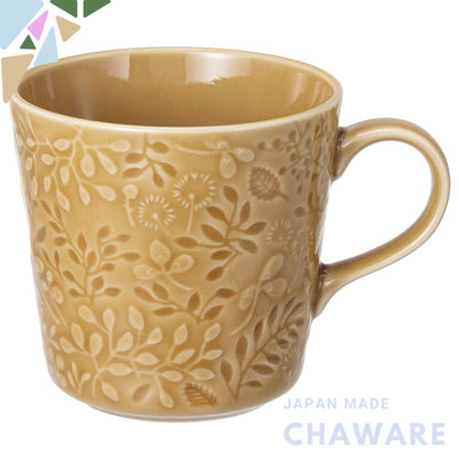 NARUMI Mug Anna Emilia 350cc Midsummer Meadow Amber Floral Design Cute Relievo Large Size Microwave Oven Dishwasher Safe