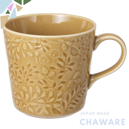 NARUMI Mug Anna Emilia 350cc Midsummer Meadow Amber Floral Design Cute Relievo Large Size Microwave Oven Dishwasher Safe