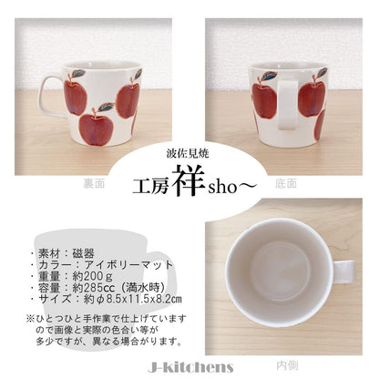 J-kitchens Workshop Sho~ Fresh Art Mug Apple Hasami Porcelain Made in Japan