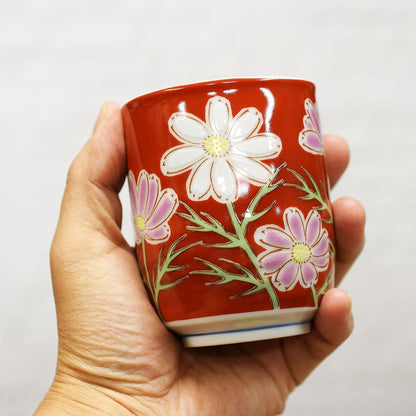 【made in Japan】Waza no Kura Kutani ware tea cup Cosmos Stylish teacup and bowl Ceramic Brand Japanese tableware Celebratory gift for the 60th birthday