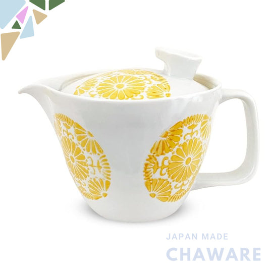 J-kitchens Kunzan Kiln Teapot, Small, Hasami Porcelain, Made in Japan, 240ml, for 1 to 2 people, with Tea Strainer, Circ