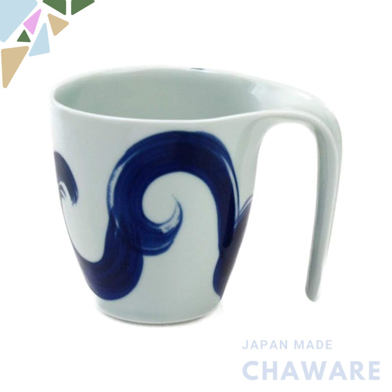 CtoC HASAMI Mug Multi 11.7×8.3×9cm 300cc Easy to Hold Mug Wave Arabesque (Blue) Made in Japan Hasami Yaki 802594