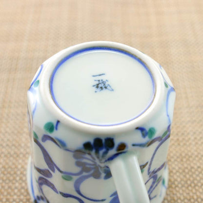 Arita-yaki and Hasami-yaki Mug, Large Floral Light Mug (Blue), Lightweight, Available in Paired Colors, Cherry Blossom Floral Pattern | Japanese Tableware, Pottery, Sangaibishi