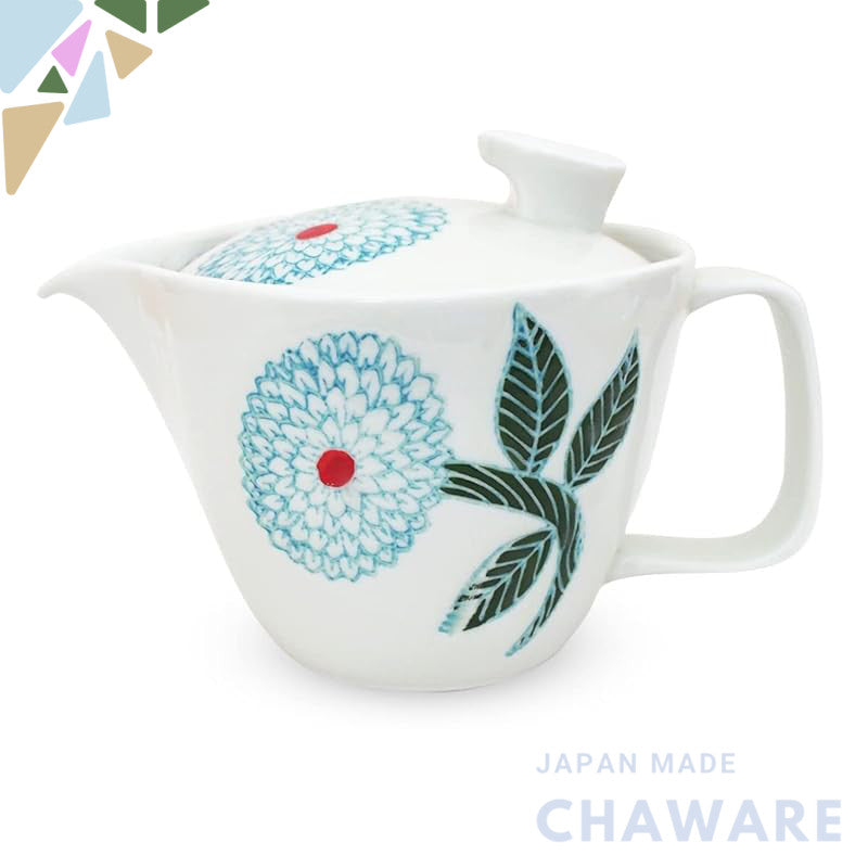J-kitchens Kunzan Kiln Teapot S with strainer, 240ml, suitable for 1 to 2 people, Hasami ware, Made in Japan, Dahlia Pre