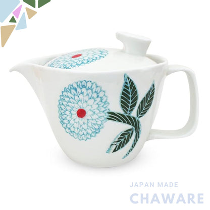 J-kitchens Kunzan Kiln Teapot S with strainer, 240ml, suitable for 1 to 2 people, Hasami ware, Made in Japan, Dahlia Pre