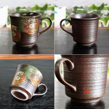 Waza no Kura Stylish Kutani Ware Mug Cup with Gold Flower Design Ceramic High-Quality Brand Tableware Made in Japan Birthday Gift