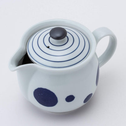 Hasami Porcelain Teapot with Round Pattern (Super Stainless Steel Infuser) - 450ml Capacity, Made in Japan