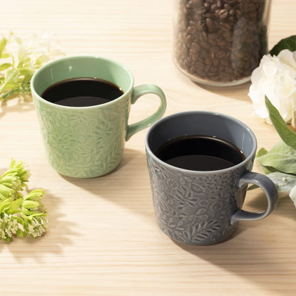 NARUMI Mug Anna Emilia 350cc Midsummer Meadow Blue Floral Pattern Cute Relief Larger Size Microwave Oven Dishwasher Safe Made in Japan Comes with Gift Box 41612-6397
