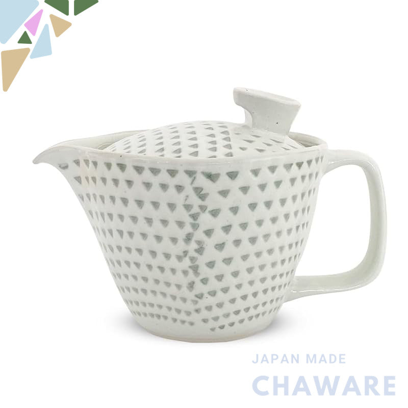 J-kitchens Teapot with Strainer, Hasami Ware, Made in Japan, 240ml, Large, for One to Two Persons, Shirogaki, Kanna Gree