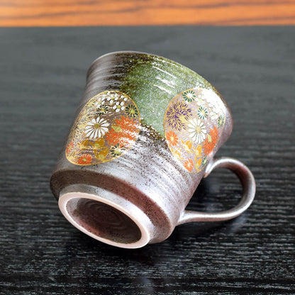 Waza no Kura Stylish Kutani Ware Mug Cup with Gold Flower Design Ceramic High-Quality Brand Tableware Made in Japan Birthday Gift