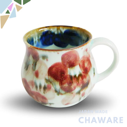 Hand-painted flower designs stand out on Hasami porcelain's safflower mug/tea cup/coffee cup.