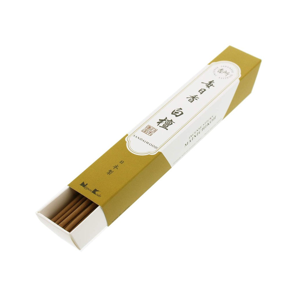 Daily Koh Incense Sticks (30 sticks) - Sandalwood with Incense Holder - Nippon Kodo - Made in Japan