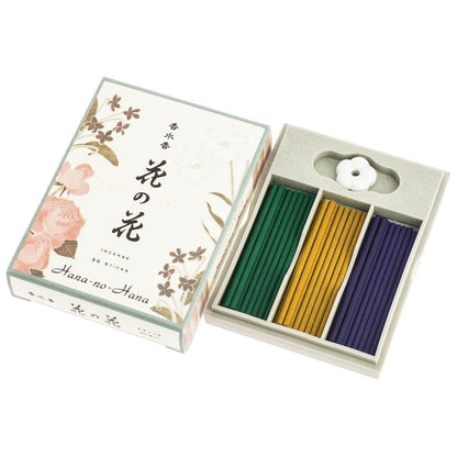 Nihon Kodo Incense Fragrance Flower Set - Three Types with 30 Sticks: Rose, Lily, Violet.