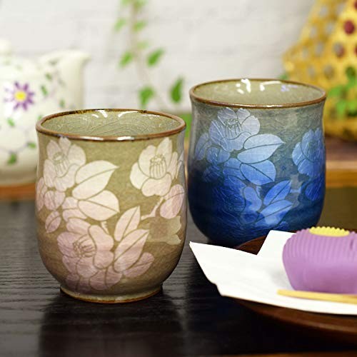 【made in japan】
Kutani ware pair tea cups, with silver glaze camellia design, couple's tea cups, perfect for a 60th birthday celebration, gift, present.