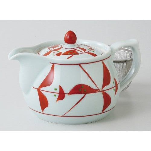 Hasami Ware U-Pot Ancient Red Wavy Flower Pattern 89585