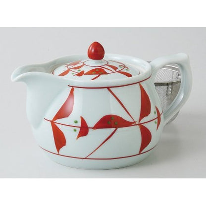 Hasami Ware U-Pot Ancient Red Wavy Flower Pattern 89585