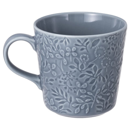 NARUMI Mug Anna Emilia 350cc Midsummer Meadow Blue Floral Pattern Cute Relief Larger Size Microwave Oven Dishwasher Safe Made in Japan Comes with Gift Box 41612-6397