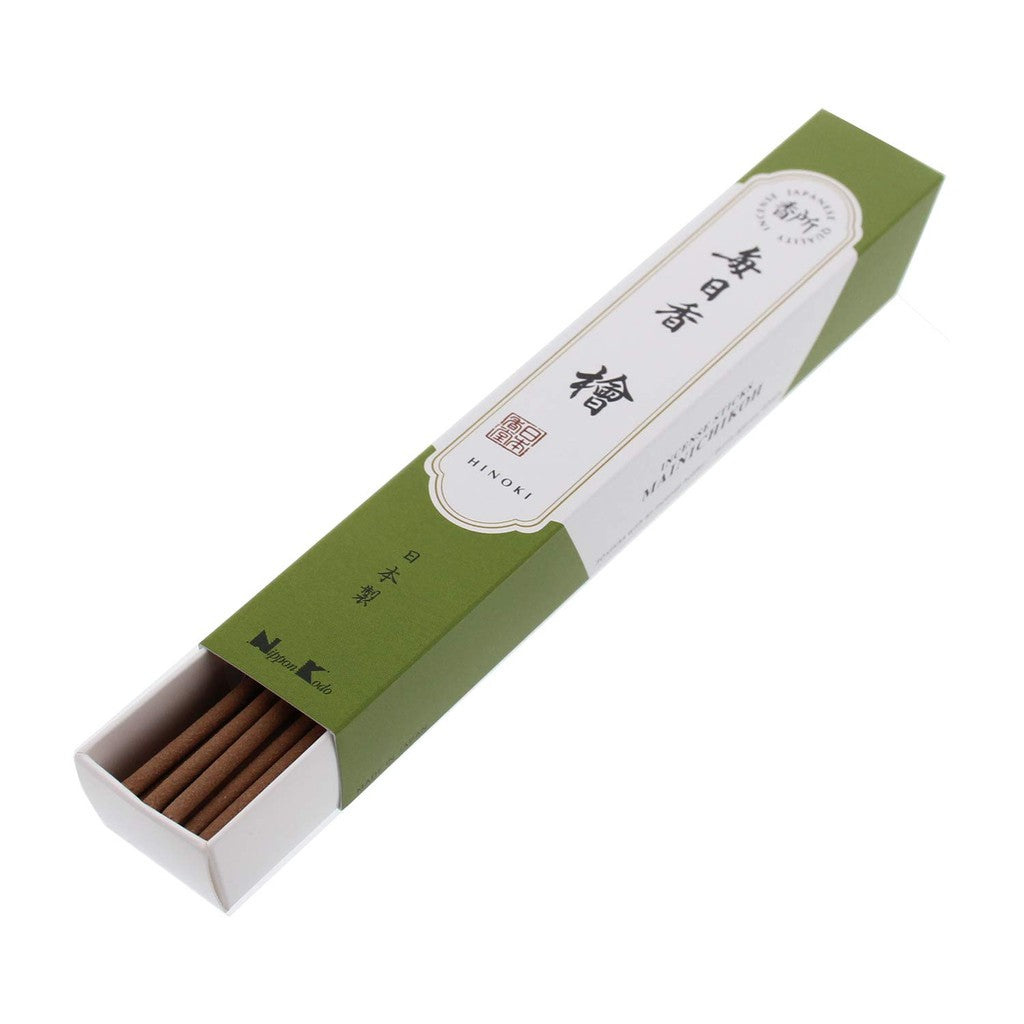 30 Sticks of Daily Fragrance Hinoki Incense with Holder - Nippon Kodo - Made in Japan